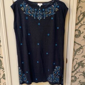 J. Jill Blue Embellished tunic top Relaxed Fit